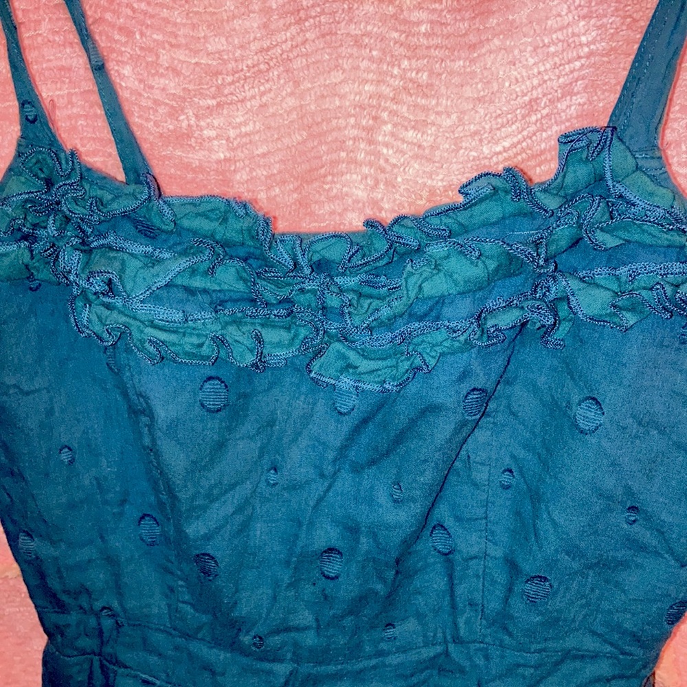 Dark turquoise swiss dot sundress size small